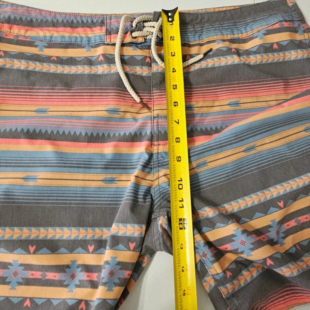 Faherty Board Shorts 36‎ Gray Orange Southwestern Aztec Surf Beachwear Poolside